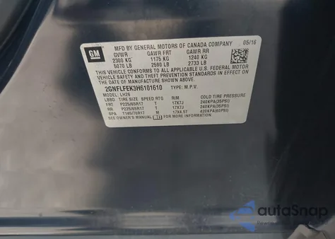 2017 Chevrolet Equinox Lt z USA, uszkodzony, nr VIN 2GNFLFEK3H6101610